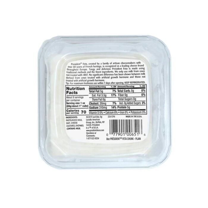 President All-Natural Feta Cheese Block, 8 oz - Image 2