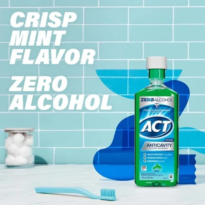 ACT Anticavity Fluoride Mouthwash With Zero Alcohol, Mint, 18 fl. oz - Image 2